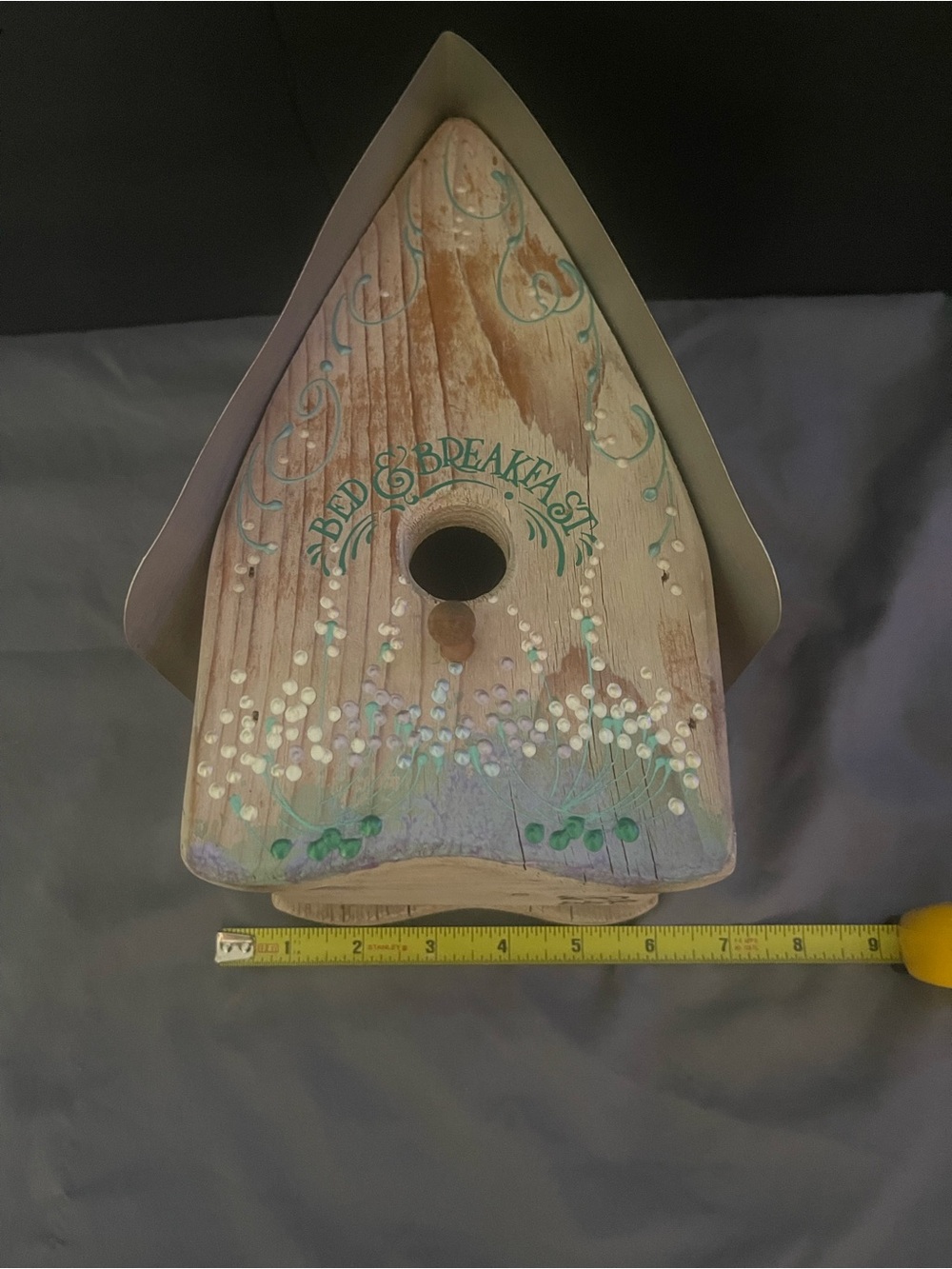 Bed & Breakfast Painted Wooden Birdhouse - White, Green, Blue